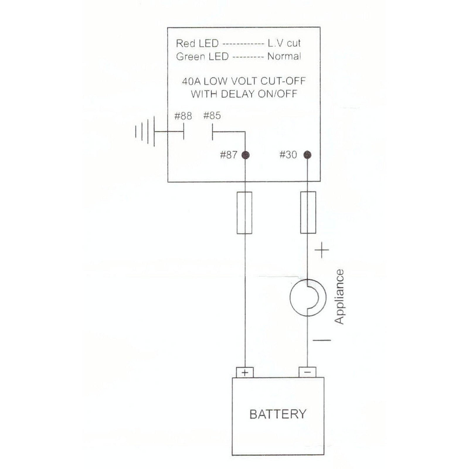 BAINTECH 40amp LOW VOLTAGE CUTOUT 12v CARAVAN MOTORHOME CAMPER TRUCK ...