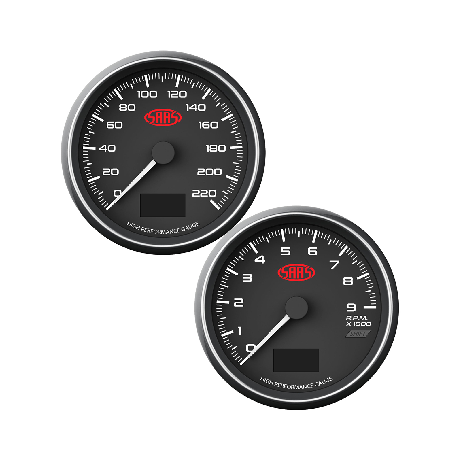 SAAS Speedometer 0-220 KPH and Tachometer 0-9000 RPM 3 1/8 80mm Black In  Dash