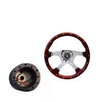 Steering Wheel Bullit Woodgrain w/ Polished Spokes 380mm with Boss Kit  for Toyota Landcruiser 80 100