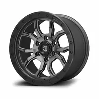 PDXX Wheels Fury 17inch 6X139.7 Satin Gunmetal w/ Black Ring Wheels Set of 4