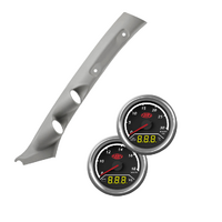 Gauge Pillar Pod Grey Single Piece w/ 2in1 Gauge for Landcruiser 100 Ser 1998-07 Boost Exhaust Dual Volt