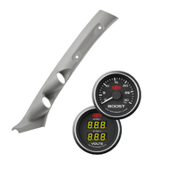 Gauge Pillar Pod Grey Single Piece w/ Gauges for Landcruiser LC100 1998-07  Black Diesel Boost Dual Volt