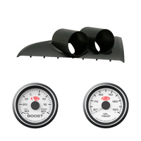 Dual Gauge Pod w/ White Turbo Boost & Oil Temp Gauge Ford BA BF XR6 XR8 XR6T