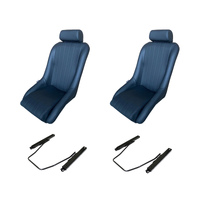 Autotecnica Pair Classic Low Back PU Leather Seat with Headrest and Seat Adaptor