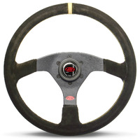 SAAS Suede Sprint Steering Wheel 350mm Indicator Rounded Grip Made in Italy