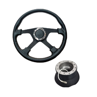 Classic Black PU Leather Steering Wheel 380mm w/ Boss Kit Suits Nissan Patrol Non-Airbag Models