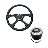 Classic Black PU Leather Steering Wheel 380mm w/ Boss Kit for Toyota Landcruiser HZJ models