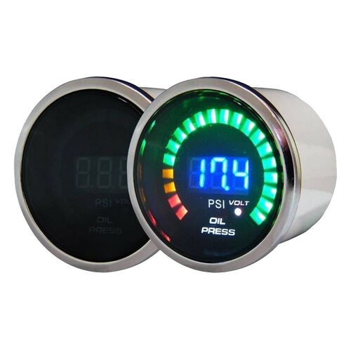 Autotecnica Electronic Digital Dual Display Oil Pressure Gauge 52mm 12 Volt