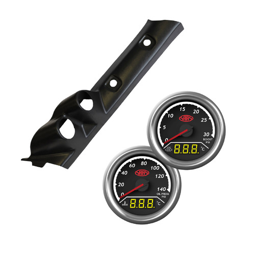 Pillar Pod w/ 2in1 Boost Ext Temp Oil Water Gauge Suits Nissan GU Patrol 1997-2015