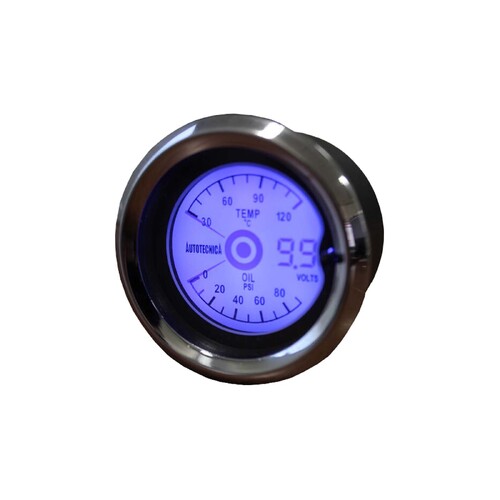 Performance LCD Digital Dual Gauge Oil Pressure - Water Temp - Volts 52mm