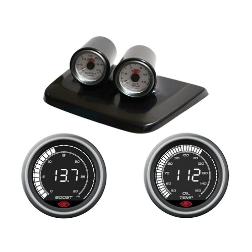 SAAS Gauge Dash Pod w/ Digital Boost 0-30 PSI Oil Temp for Hilux KUN 2005-2015