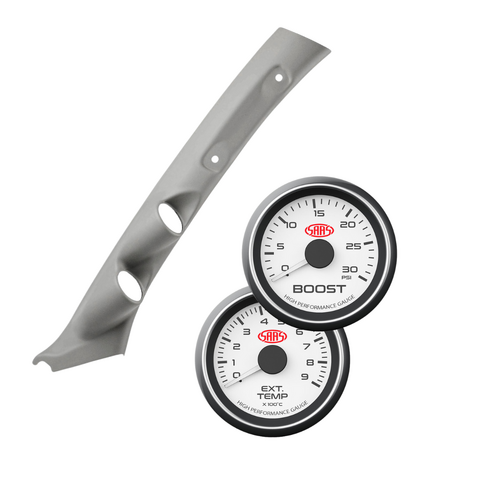 Gauge Pillar Pod Grey Single Piece w/ Diesel Boost & Ext Temp White for 100 Series Toyota Landcruiser