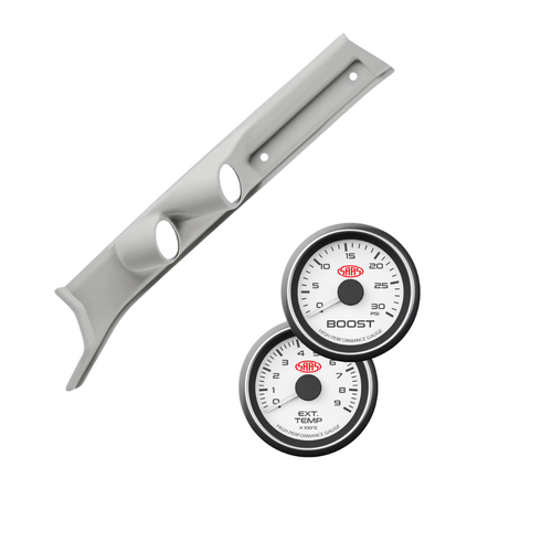 Gauge Pillar Pod Light Grey Single Piece w/ Diesel Boost & Ext Temp White for  Toyota Landcruiser 2009+