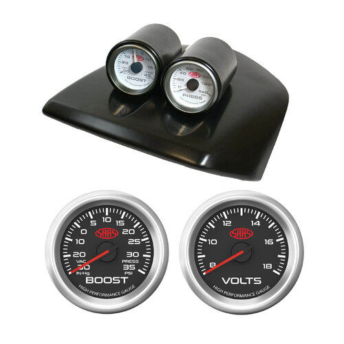 Clip In Dual Gauge Dash Pod Black Ser 3 Boost Volts for Falcon FG S2 MKII 11-16