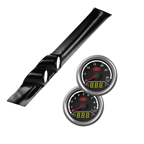 Black Gauge Pillar Pod w/ 2in1 Gauge Diesel Boost Volt Ext Temp Volt Suits GQ Patrol Y61 1987-1997 