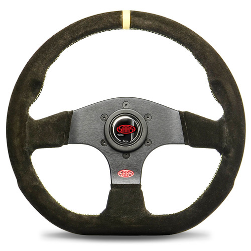 SAAS Suede Pista Steering Wheel 330mm Indicator Contoured Grip Made in Italy