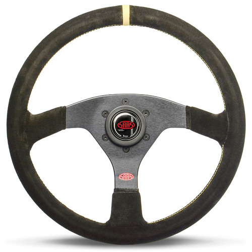 SAAS Suede Sprint Steering Wheel 350mm Indicator Rounded Grip Made in Italy