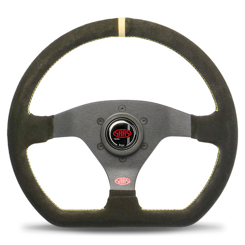 SAAS Suede Racing Steering Wheel 320mm Indicator Rounded Grip Made in Italy